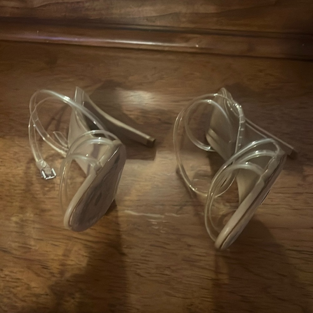 SCHUTZ Nude and Clear Strap Heels - Picture 3 of 7
